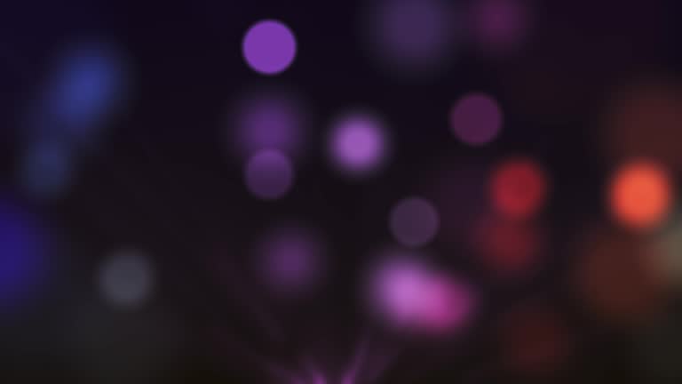 Blurred City Lights, Bokeh Particles, Circles, Seamless Loop, 4K, Background, Traffic Jam at Night with Defocused Light Mode, Colorful Blurred Bright Blinking Lights, Defocused, Abstract Beautiful Bokeh