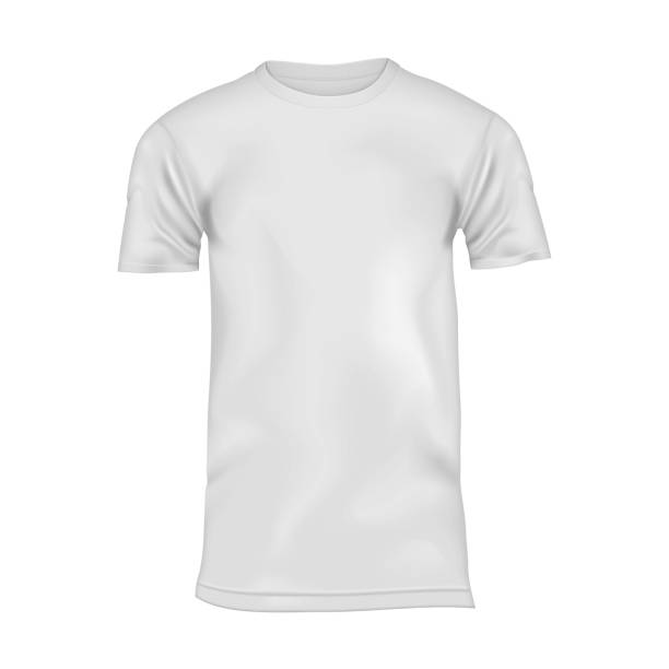 istock White T-shirt isolated on white background - realistic vector mock-up. Blank Tshirt mockup template for design 1371979944