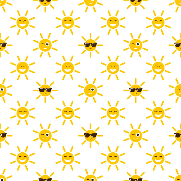 太陽のアイコンとシームレスなパターン - star pattern点のイラスト素材／クリップアート素材／マンガ素材／アイコン素材
