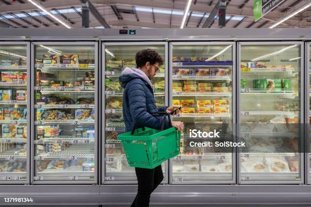Buying Convenient Food Stock Photo - Download Image Now - Supermarket, Inflation - Economics, Shopping