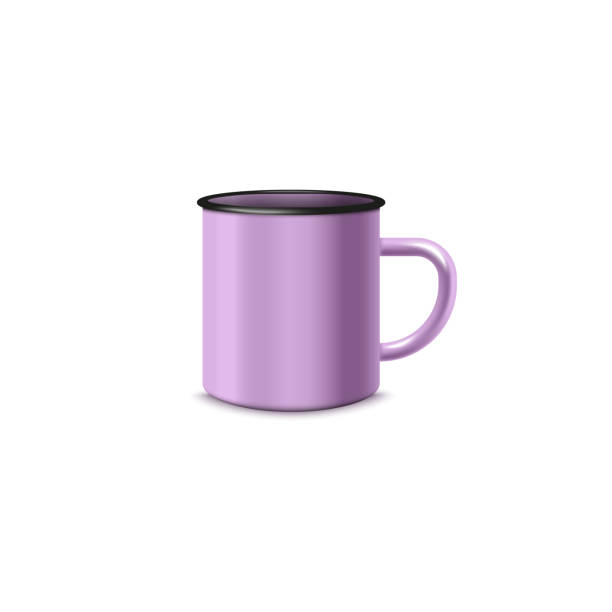 istock Steel purple mug mockup in realistic 3d style, vector illustration isolated on white background. 1371981395