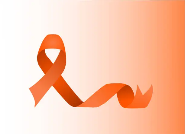 Vector illustration of Orange Ribbon Vector Illustration For Support And Awareness Campaigns