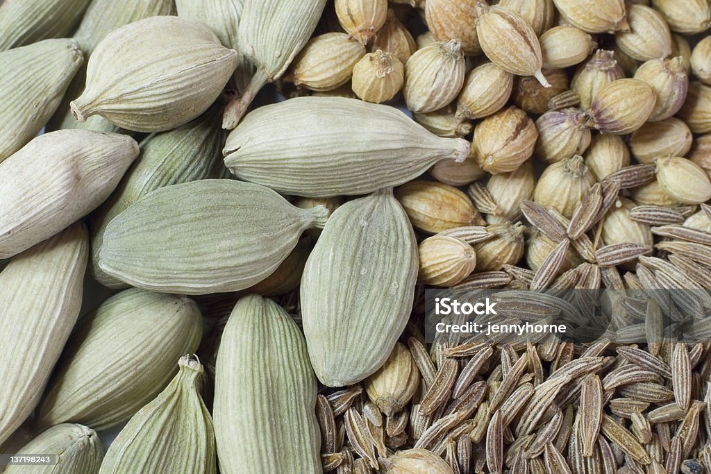 Tres especias de la India - Foto de stock de Cardamomo libre de derechos