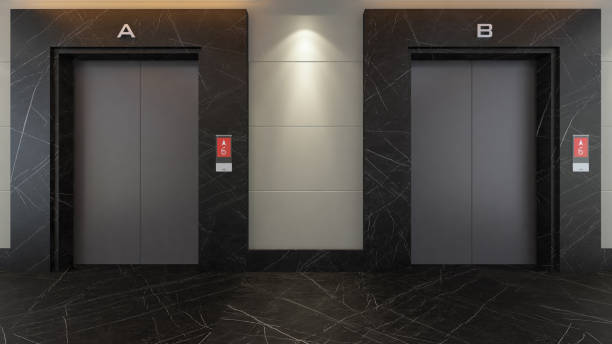 modern elevator design concept 3d rendering. stock photo