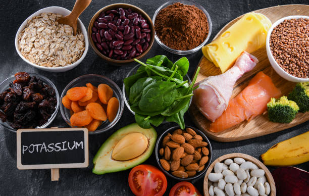 istock Composition with food products rich in potassium 1371984123