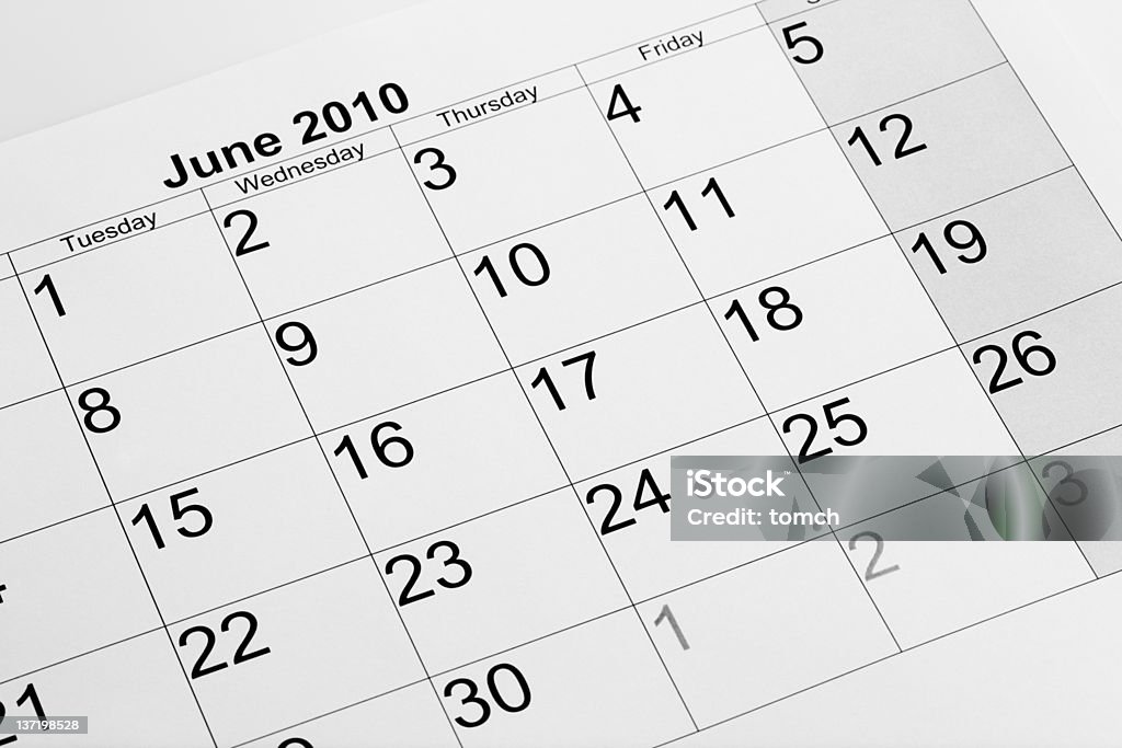 実際のカレンダーを 2010 年 6 月 - 2010年のロイヤリティフリーストックフォト