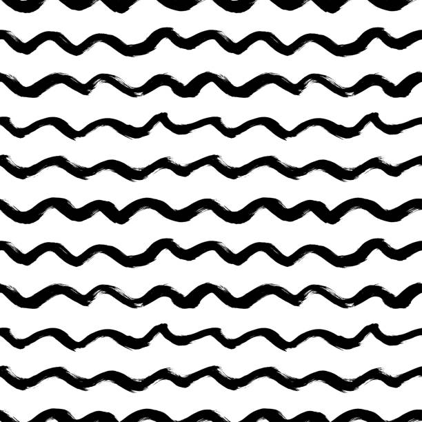 illustrations, cliparts, dessins animés et icônes de les lignes grunge ondulées vectorielnt un motif sans couture. - tide water frame wave