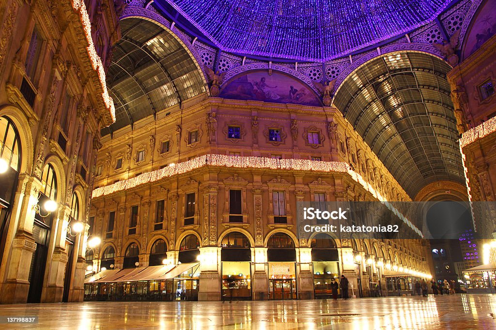 Interior of the Galleria Vittorio Emanuele II in Milan Galleria Vittorio Emanuele II shopping Center at night. Milan, Italy Europe Stock Photo
