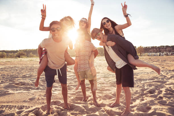 istock Happy cheerful young loving couples friends 1371990563