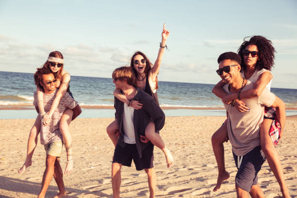 istock Happy cheerful young loving couples friends 1371990647