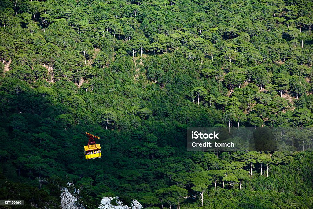 cableway on Crimea mountains carriage of cableway on Ai Petri mountain Cockpit Stock Photo