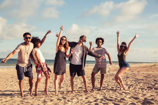 istock Happy cheerful young loving couples friends 1371993215