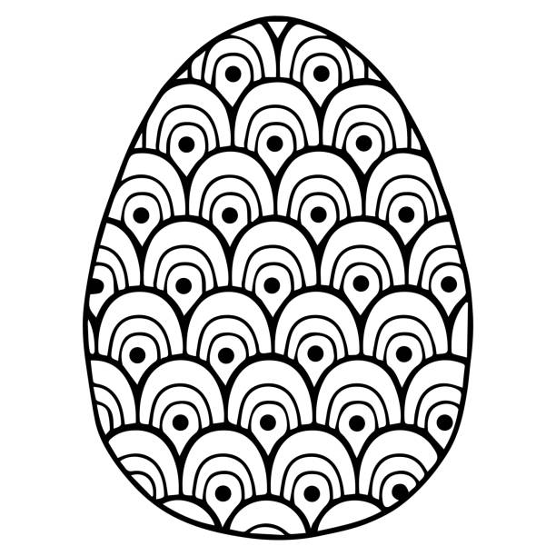 illustrazioni stock, clip art, cartoni animati e icone di tendenza di disegno di vettoriale da colorare. uovo di pasqua dettagliato dal contorno nero in stile mandala su sfondo bianco - illustration and painting christian orthodox vertical black and white