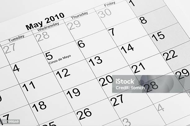 Actual Calendar Of May 2010 Stock Photo - Download Image Now - 2010, Blank, Calendar