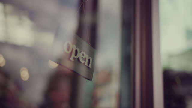 Open sign on the window