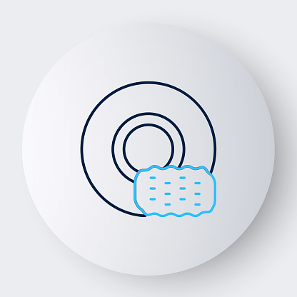 Line Washing dishes icon isolated on white background. Cleaning dishes icon. Dishwasher sign. Clean tableware sign. Colorful outline concept. Vector.