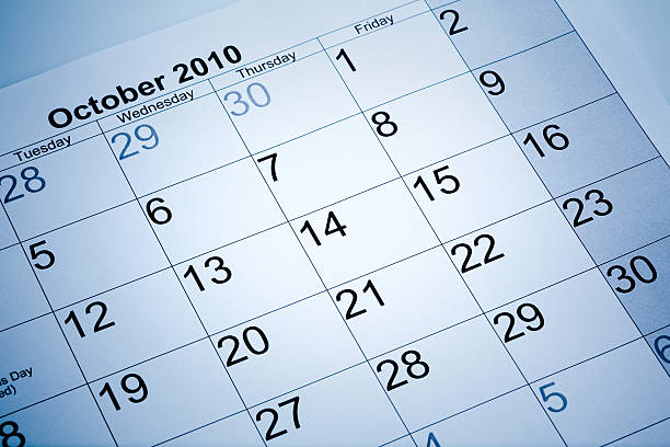 Actual calendar of October 2010