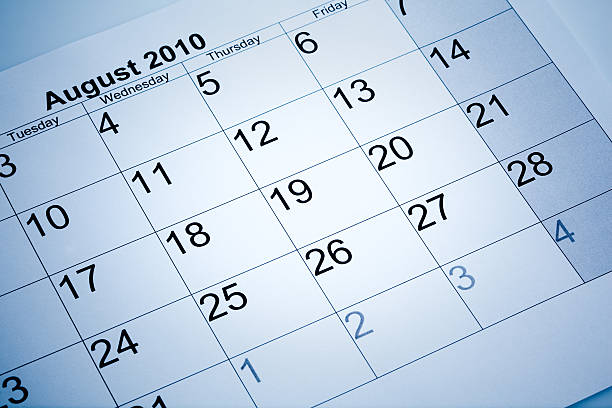 istock Actual calendar of August 2010 137199748