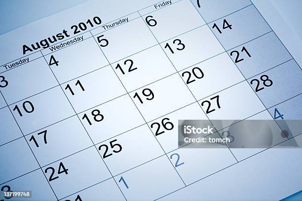 Rzeczywiste Kalendarz Sierpnia 2010 R - zdjęcia stockowe i więcej obrazów 2010 - 2010, Bez ludzi, Biznes