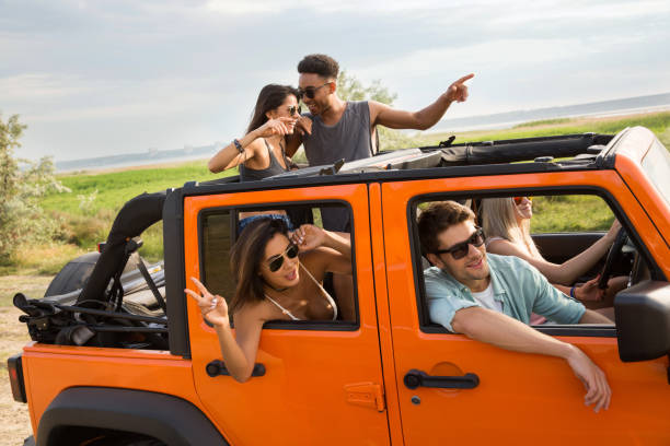 istock Happy friends on a road trip 1371998407
