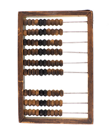 old wooden abacus isolated on white background