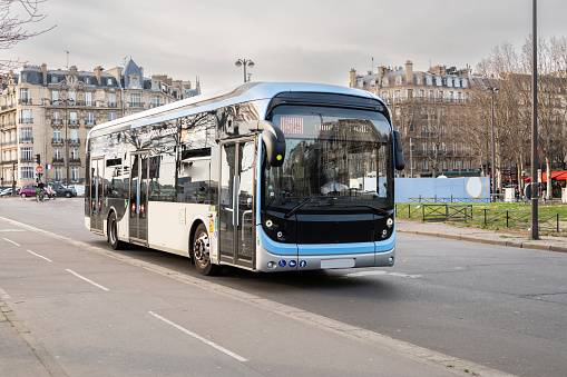 A modern city bus in Paris