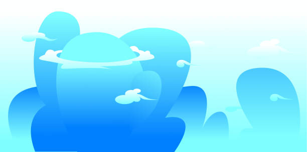 mountain and cloud vector art illustration