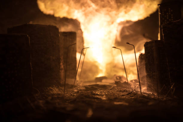 istock Nuclear war concept. Explosion of nuclear bomb. Creative artwork decoration in dark. 1372014179