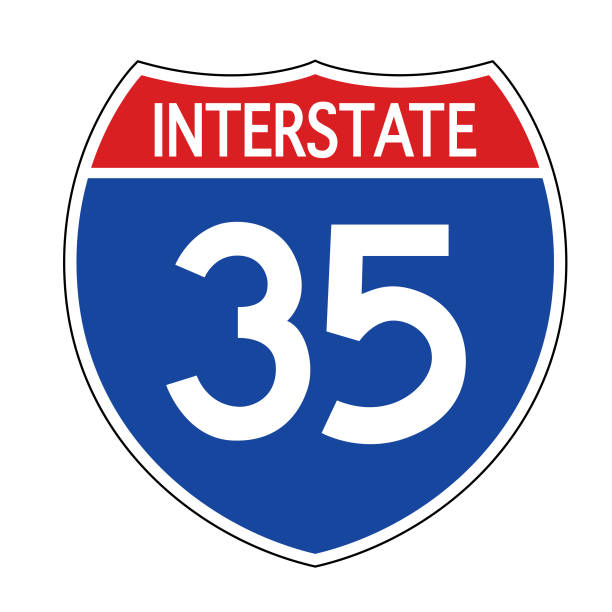 Interstate 35 Road Sign Vector illustration of a interstate 35 highway sign. number 35 stock illustrations