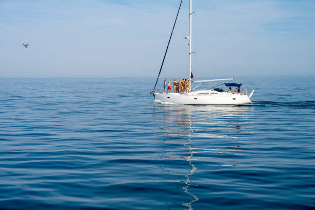 istock White yacht sailing on wide sea 1372022481