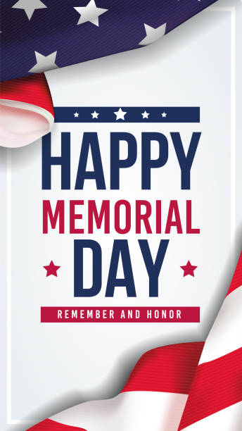 illustrazioni stock, clip art, cartoni animati e icone di tendenza di sfondo del memorial day. striscione in cima alla bandiera americana. illustrazione vettoriale verticale. - backgrounds us memorial day patriotism american flag