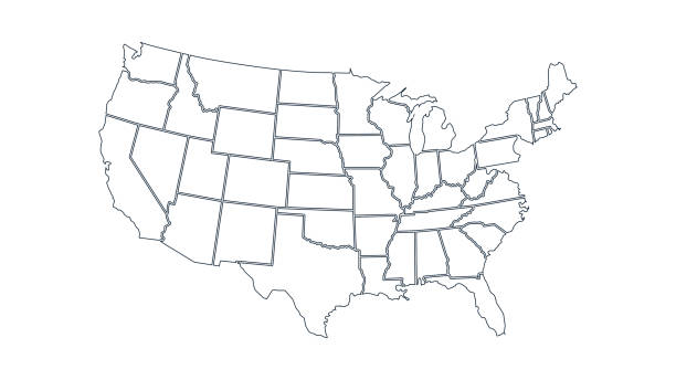 Line Map Of United States Of America Showing Different States Animated Line Map Of United States Of America Showing Different States Animated Usa Contiguous Lower 