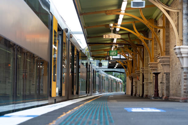 The train arrived at the train station, Lindfield, Sydney suburb.