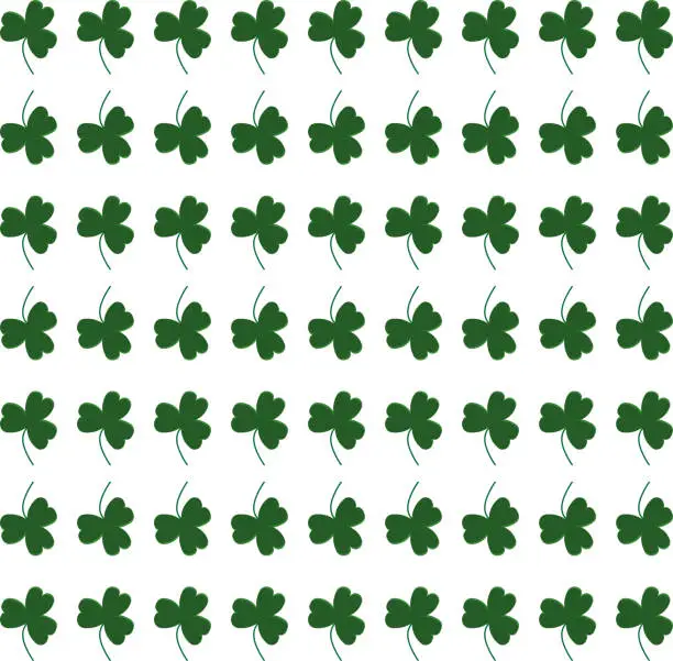 Vector illustration of Green clover pattern on white background