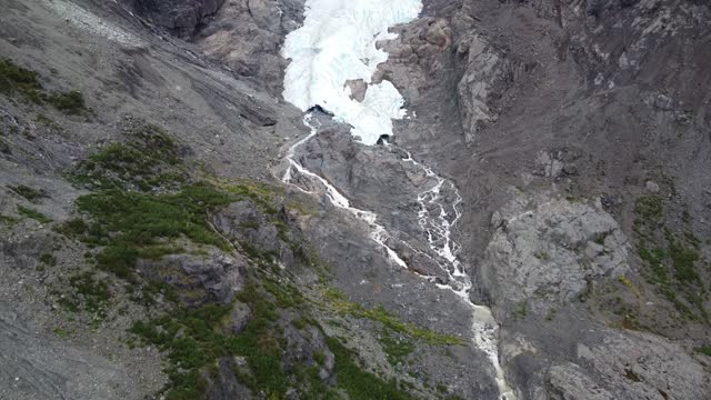 Actively Melting Glacier with Waterfalls and Streams