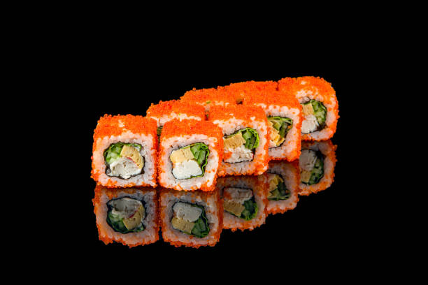 istock California roll with crab on black with reflection 1372041689
