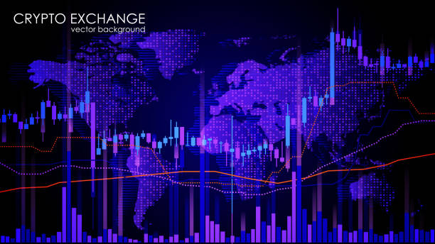 istock Blue futuristic background. Quotes on world markets. Modern technology. Online banking, financial communications and mining. World wide web. Planet Earth. Contours of the continents. Vector. 1372042007