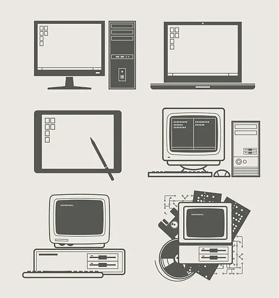 Vector illustration of computer set icon