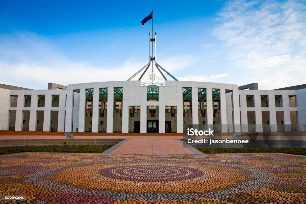 Parliament House This is the Australian Parliament House in Canberra. Which was the world's most expensive building when it was completed in 1988. Australia Stock Photo