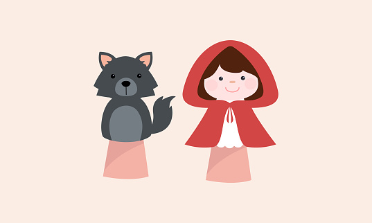 Little red riding hood and the wolf hand puppets, hands puppets play doll.