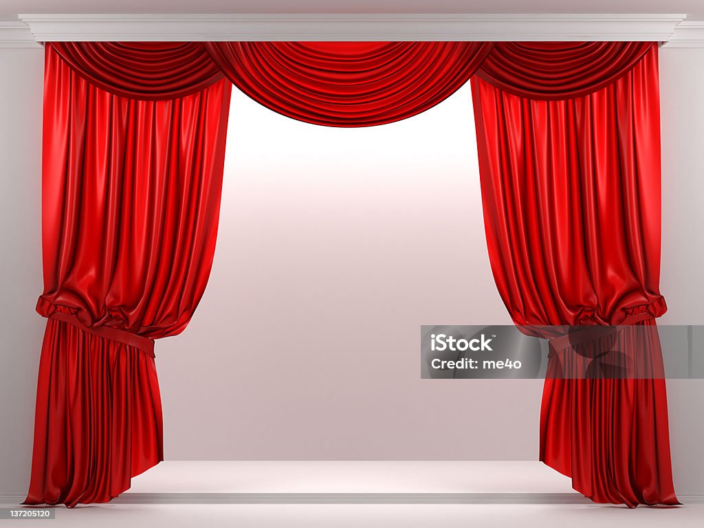 3 d bieten mit roten Vorhang - Lizenzfrei Vorhang Stock-Foto