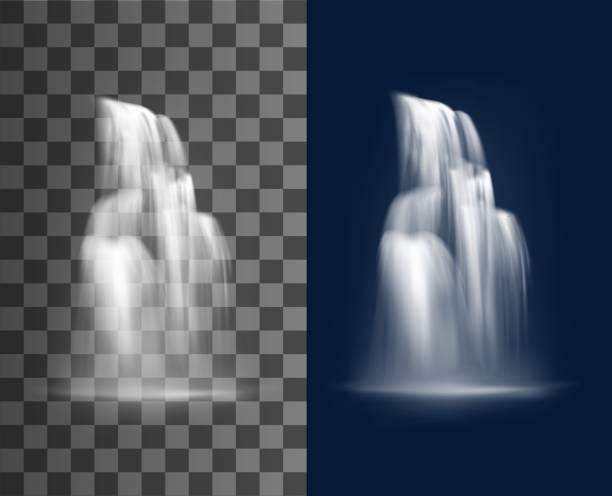 ilustrações de stock, clip art, desenhos animados e ícones de realistic waterfall cascade of water falling flow - stream forest river waterfall