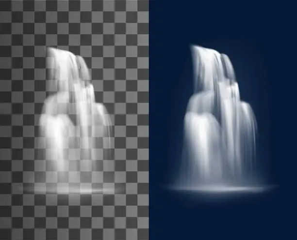 Vector illustration of Realistic waterfall cascade of water falling flow