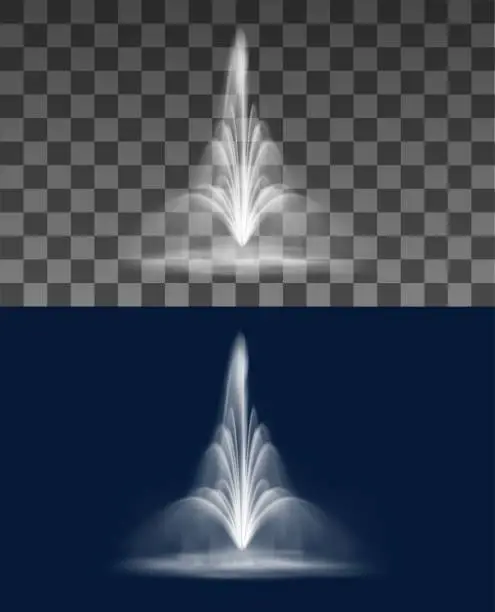 Vector illustration of Fountain cascade, realistic water splashes, jets