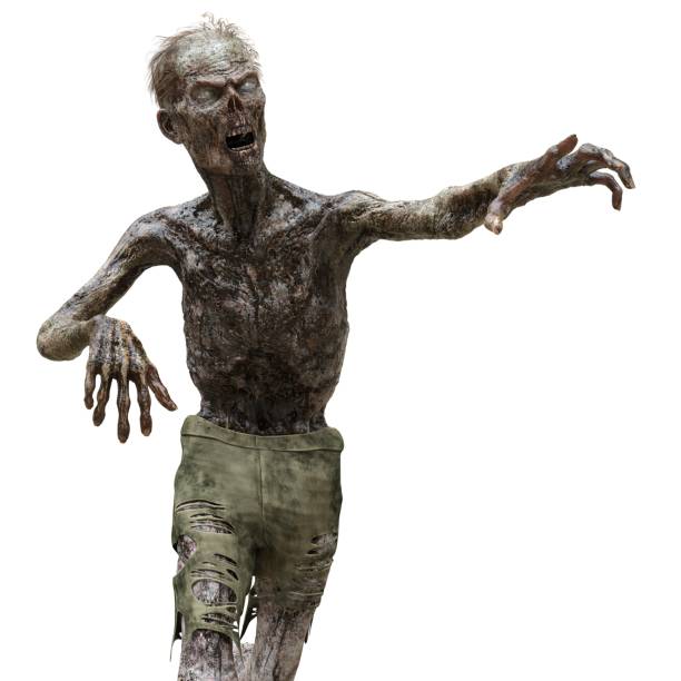 Zombie male isolated white background 3d illustration stock photo