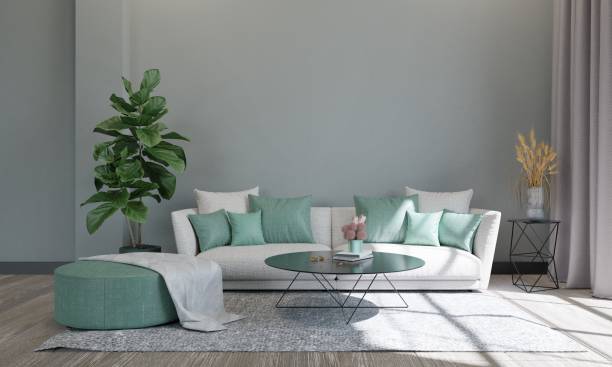 istock Interior living room in green tones 1372056615