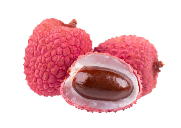 istock Lychee fruit isolated on white background. Tropical exotic fresh ripe fruit. Litchi chinensis. Clipping path. 1372056630
