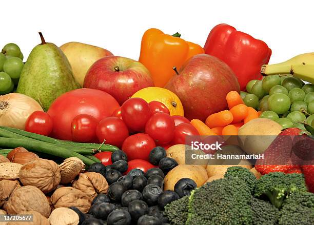 Obst Und Gemüse Stockfoto und mehr Bilder von Amerikanische Heidelbeere - Amerikanische Heidelbeere, Apfel, Birne