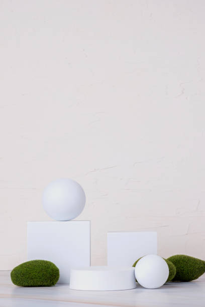 istock Product display block stand with nature element with copy space with clean style 1372057388