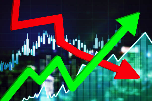 istock Declining and increasing stock market graph 1372058119
